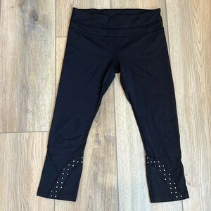 Lululemon Black with Poka Dot Detail Capri Legging